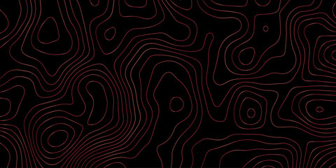black and red abstract topography background. geographic map contour. topographic line art with modern wavy patterns. luxury black background vector illustration.