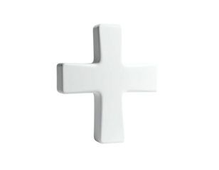 Isolated, white, simple plus sign against black background