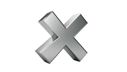 Obraz premium Shiny silver 3D cross mark against a solid black backdrop