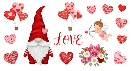 Valentine's Day Love Elements, isolated on transparent background