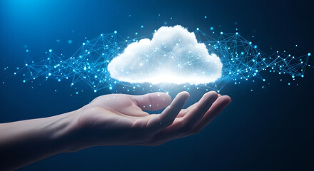 Hand Holding Cloud Computing Data Network Technology Copy Space