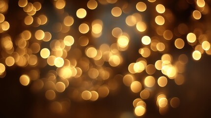 Warm Golden Bokeh Lights Creating a Dreamy, Abstract Background Perfect for Celebrations, Parties, or Holiday Themed Projects and Designs