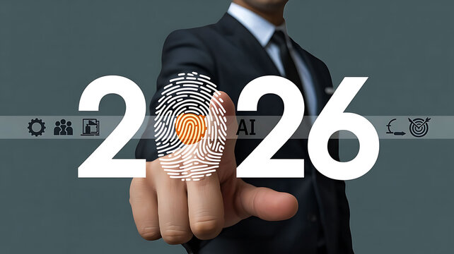 Artificial Intelligence in Business Technology Showing the Year 2026 with Fingerprint Technology