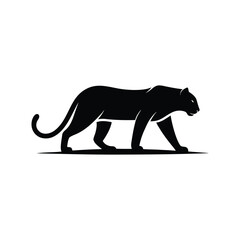 Silhouette of a powerful black panther walking gracefully