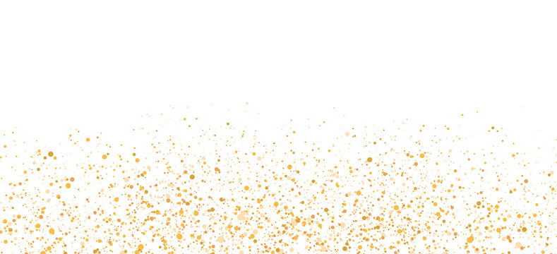 Golden confetti with falling glitter and sparkling dots in PNG format.