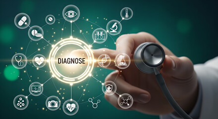 Medical Diagnosis Digital Health Healthcare Technology Doctor Stethoscope Copy Space