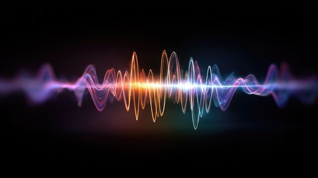Abstract sound wave illustration with vibrant colors on a dark background