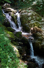 Waterfall on a rocky mountainside