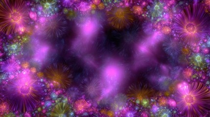 Fototapeta premium Colorful Abstract Background with Vibrant Swirls and Floral Elements for Creative Designs and Artistic Projects