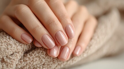 Close-up of manicured hands with soft skin for a beauty treatment banner