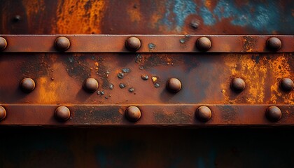 closeup rusty metal beam with rivets aged steel beam corroded surface abstract pattern grunge industrial design weathered texture old architectural detail industrial background for rusted