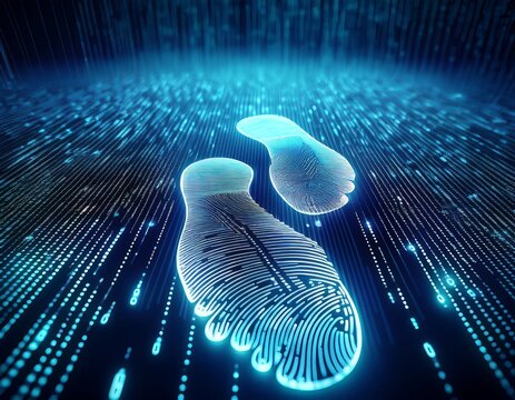 cybersecurity digital footprints made of binary code highlighting the importance of cybersecurity and protecting one s digital footprint from unauthorized access and exploitation - Powered by Adobe