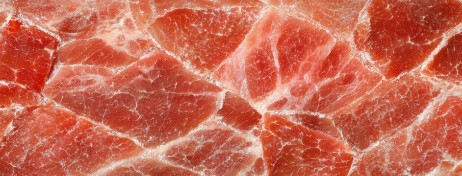 Close-up of freshly sliced bacon texture on a white background ideal for culinary designs and creative projects