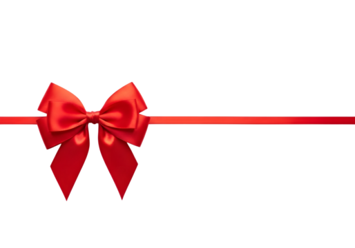 Shiny Red Satin Ribbon Bow with Horizontal Band isolated on a transparent background image