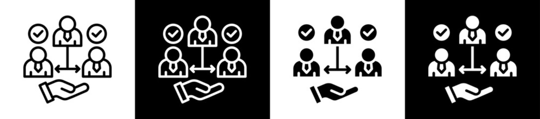 Executive Coaching Icon Set In Black And White Filled Style Collection