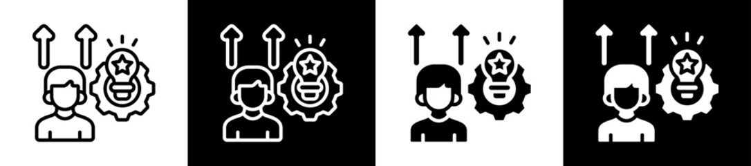 Talent Development Icon Set In Black And White Filled Style Collection