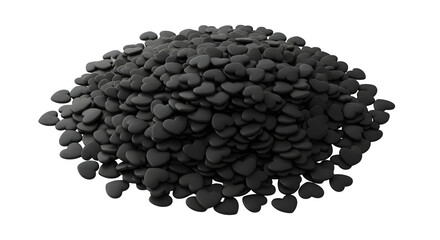 Pile of Black Hearts, isolated on transparent background