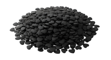 Pile of Black Hearts, isolated on transparent background
