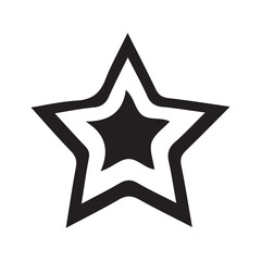 Black and White Star Icon with Outline Design