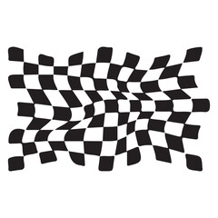 Distorted Black and White Checkered Pattern Design