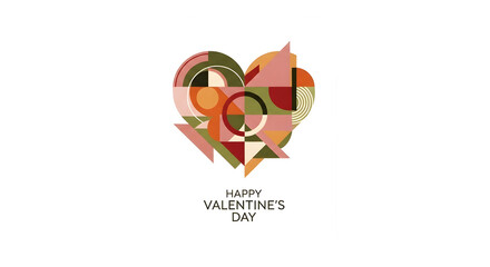 Abstract Geometric Valentine's Heart, isolated on transparent background