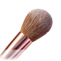Close-up view of a soft makeup brush for applying blush