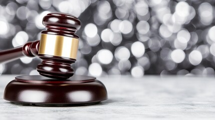 Fototapeta premium Military courtroom setting merges justice and duty with a gavel and military hat on a polished table