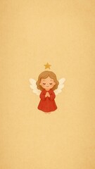 Obraz premium Cute angelic figure praying mobile wallpaper