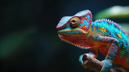 chameleon on branch close up exotic tropical wild with space for text - Powered by Adobe
