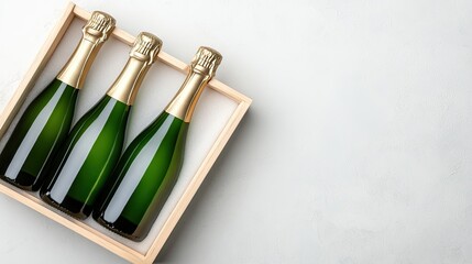 Sophisticated champagne arrangement in a stylish wooden box for elegant celebrations and gatherings