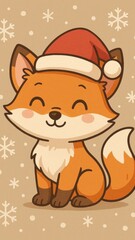 Obraz premium Cute festive fox wallpaper for mobile
