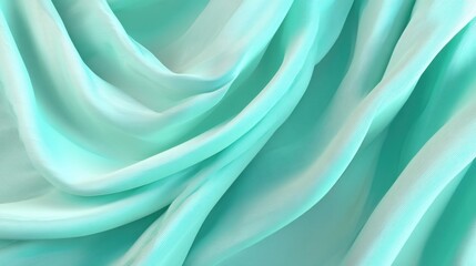 Elegant Soft Aqua Fabric Drapery with Flowing Texture Ideal for Backgrounds and Fashion Photography