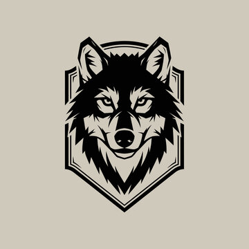 Intense Wolf Head Emblem - A Symbol of Strength and Wildness.
