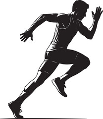 Black silhouette of running man isolated on white background.....