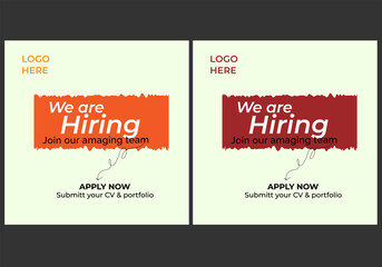 We are hiring job vacancy social media post or Social Media Square Banner design template, We are hiring job vacancy square web banner design vector .