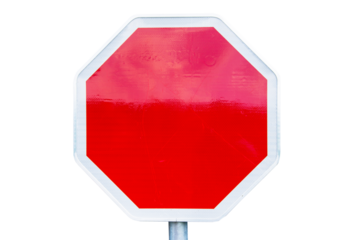 Blank Stop road sign photo isolated on white or transparent background, png cut out