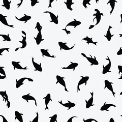 koi scattered carp silhouettes pattern japanese textile motif