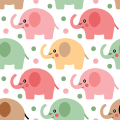 elephant seamless pattern cartoon pastel illustration nursery fabric repeat