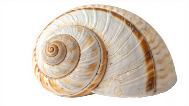 Beautiful spiral shell showcasing intricate patterns and natural textures isolated on transparent background