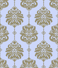 Damask seamless pattern with dark green floral elements, vintage, luxury, vector illustration elegant for textile, wall paper, bedding, carpet, cushion cover, upholstery fabric, fashion, Baroque style
