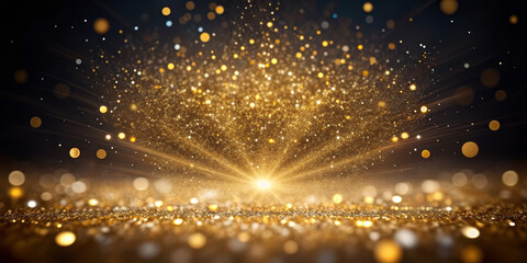 Gold glitter gold dust golden sparkles bokeh light radiant burst glowing particles glitter explosion shimmering texture festive background abstract glow radiant burst of gold glitter and glowing