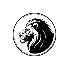 Majestic Lion Head in Circular Frame - A Symbol of Strength.