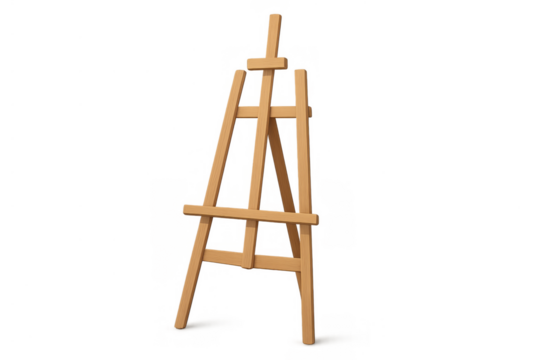 Wooden artist easel standing for artistic work and creative expression on transparent background