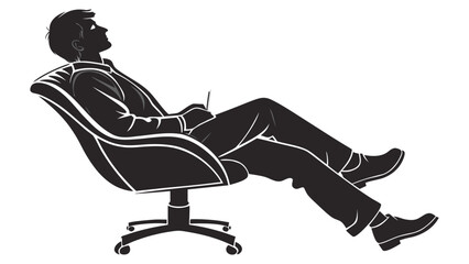 Silhouette of Relaxed Professional Lounging Comfortably in a Stylish Chair