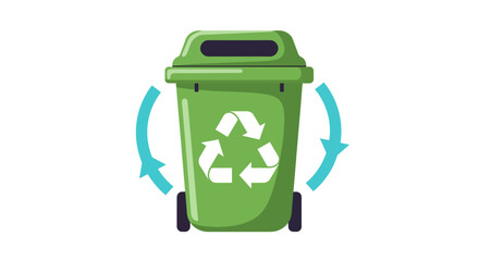 Green Recycling Bin with Arrows Sustainable Waste Management Concept green energy