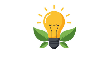 Eco Friendly Idea Generation Bright Lightbulb and Green Leaves Renewable Energy Concept green energy