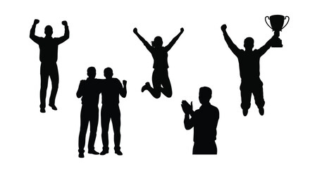 Success Celebration Silhouettes with a Champion Trophy Winner