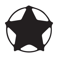 Black Star Shape with Outline Design on White Background