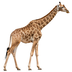 Obraz premium Giraffe walking gracefully isolated on transparent background