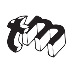 Abstract Letter M Design in Black and White Style